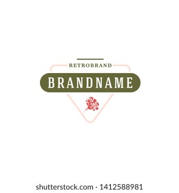 Flowers Hand Drawn Design Element in Vintage Style for Logotype, Label, Badge and other design. Flower shop retro vector illustration.
