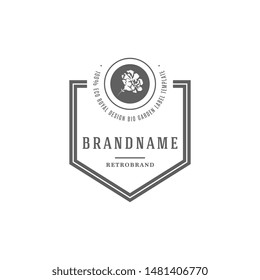 Flowers Hand Drawn Design Element in Vintage Style for Logotype, Label, Badge and other design. Flower shop retro vector illustration.