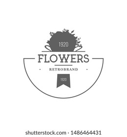 Flowers Hand Drawn Design Element in Vintage Style for Logotype, Label, Badge and other design. Flower shop retro vector illustration.