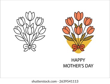 Flowers, hand drawn line art for design, print media, social media, vector file.