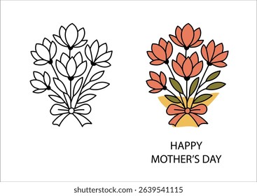 Flowers, hand drawn line art for design, print media, social media, vector file.