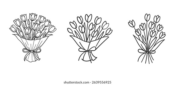 Flowers, hand drawn line art for design, print media, social media, vector file.