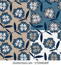 Flowers hand drawn seamless pattern. Pattern design.