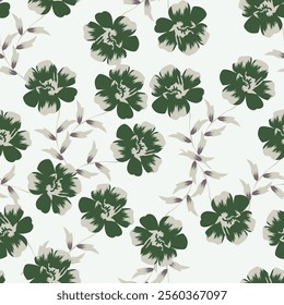 flowers hand drawn seamless pattern. ink brush texture.