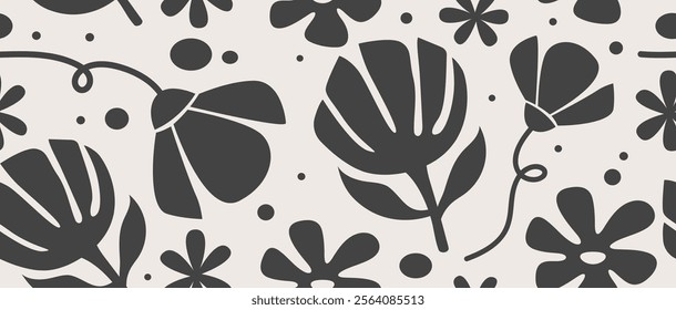 Flowers hand drawn seamless pattern