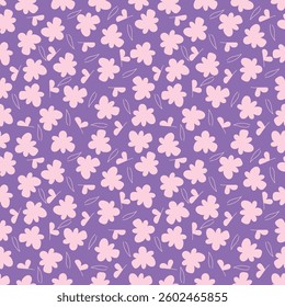 flowers hand drawn seamless pattern. ink brush texture