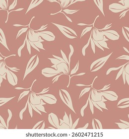 flowers hand drawn seamless pattern. ink brush texture