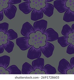flowers hand drawn seamless pattern. ink brush texture
