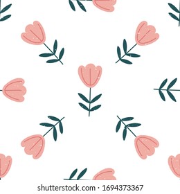 Flores dibujadas a mano relleno vectorial sin fisuras.Dibujo infantil. Papel de envoltura para bebés, textiles, ilustración vectorial