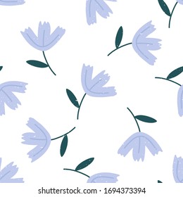 Flores dibujadas a mano relleno vectorial sin fisuras.Dibujo infantil. Papel de envoltura para bebés, textiles, ilustración vectorial