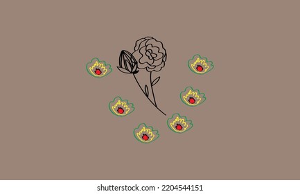 Flowers hand drawn vector design template