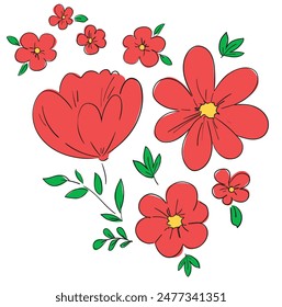 Flores dibujado a mano arte de Ilustración vectorial