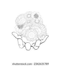 Flowers and hands that make up life