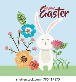 flowers happy easter and rabbit season