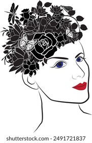 flowers hat women in black