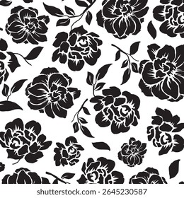 Flowers have organic shape with seamless background. Simple abstract floral pattern. Modern printing. Ideal for textile design, wallpaper, cards, posters and decoration.