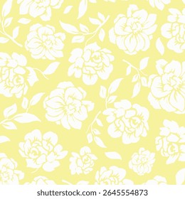 Flowers have organic shape with seamless background. Simple abstract floral pattern. Modern printing. Ideal for textile design, wallpaper, cards, posters and decoration.