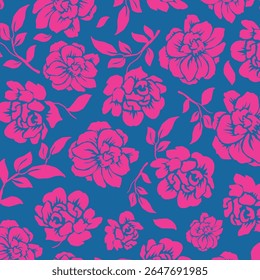 Flowers have organic shape with seamless background. Simple abstract floral pattern. Modern printing. Ideal for textile design, wallpaper, cards, posters and decoration.