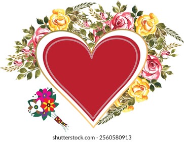 Flowers heart
Greeting cards, posters, flyers with floral frame, wreath, hearts, different flowers and plants, hand lettering message