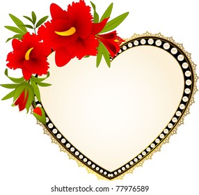 Flowers and heart on background