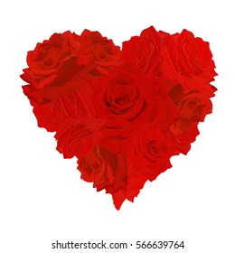 Flowers heart on white background