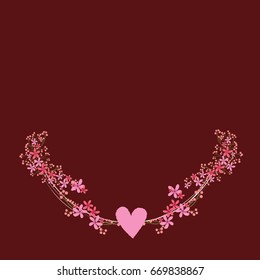 flowers and heart photo frame vector