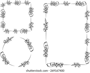 flowers and heart shape with the frame