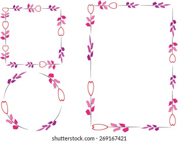 flowers and heart shape with the frame