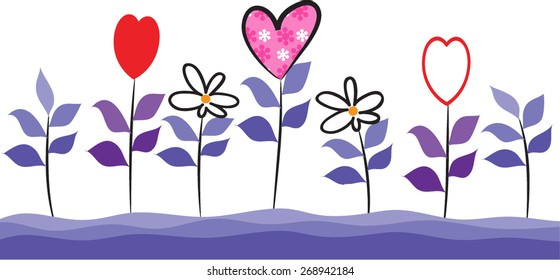 flowers and heart shape in the garden