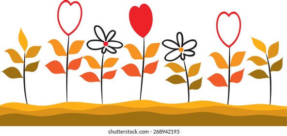 flowers and heart shape in the garden