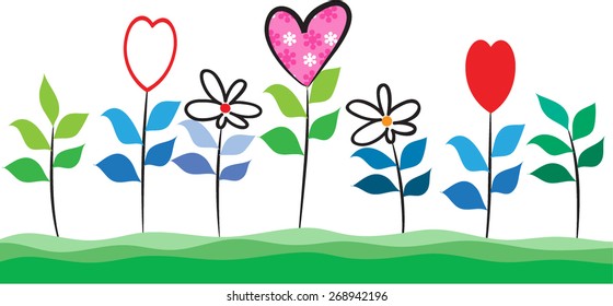 flowers and heart shape in the garden