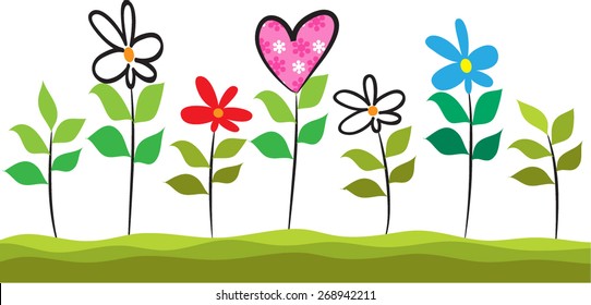 flowers and heart shape in the garden