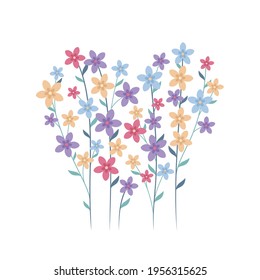 Flowers in a heart shape, simple vector illustration