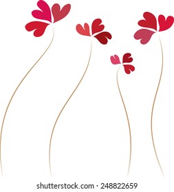 Flowers with Heart Shaped Petals Vector