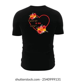 Flowers is heart t shirt design