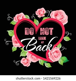 Flores y corazón con Arte vectorial de texto