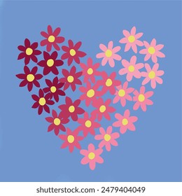 flowers and heart. tshirt print pattern and more