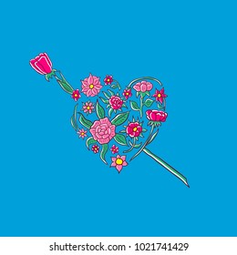 Flowers heart. Valentine Day.