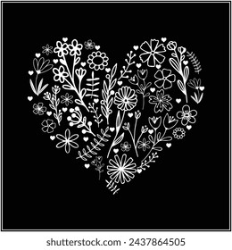 Flowers Heart Vector Design | Editable EPS File | You Can Change This Heart Colour