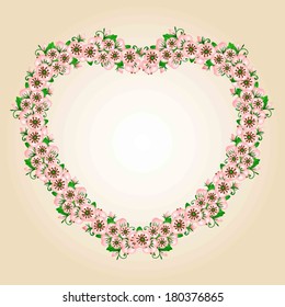 flowers heart vector frame