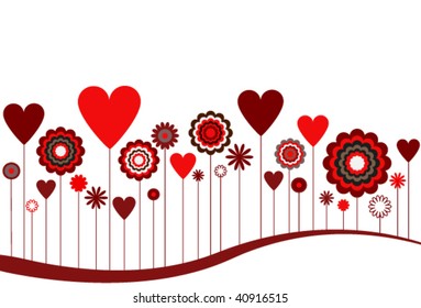 Flowers and Hearts Abstract