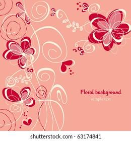 Flowers and hearts background