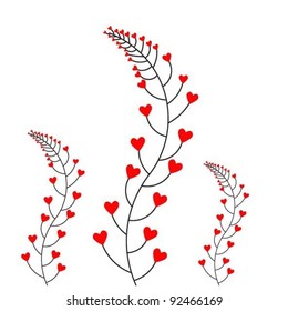 Flowers of hearts on a white background. For your design.