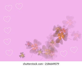 flowers and hearts over pink background with copy space