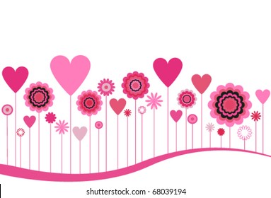 Flowers and Hearts in Pink