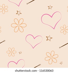 flowers and hearts. seamless pattern. eps8