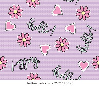 flowers hello cute love pattern