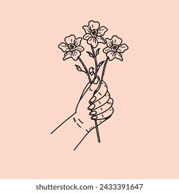 Flower's Holding Hand Vector Design