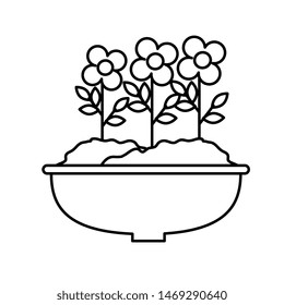 flowers houseplant in pot natural icon