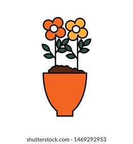 flowers houseplant in pot natural icon